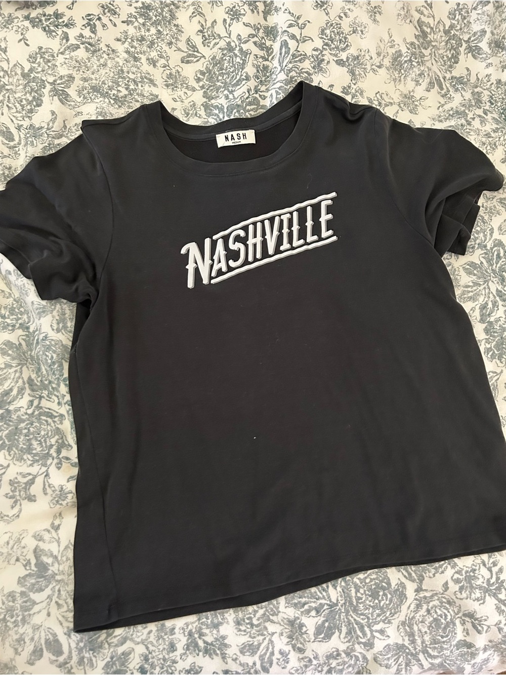 Ash Black Tee with White "Nashville" Script